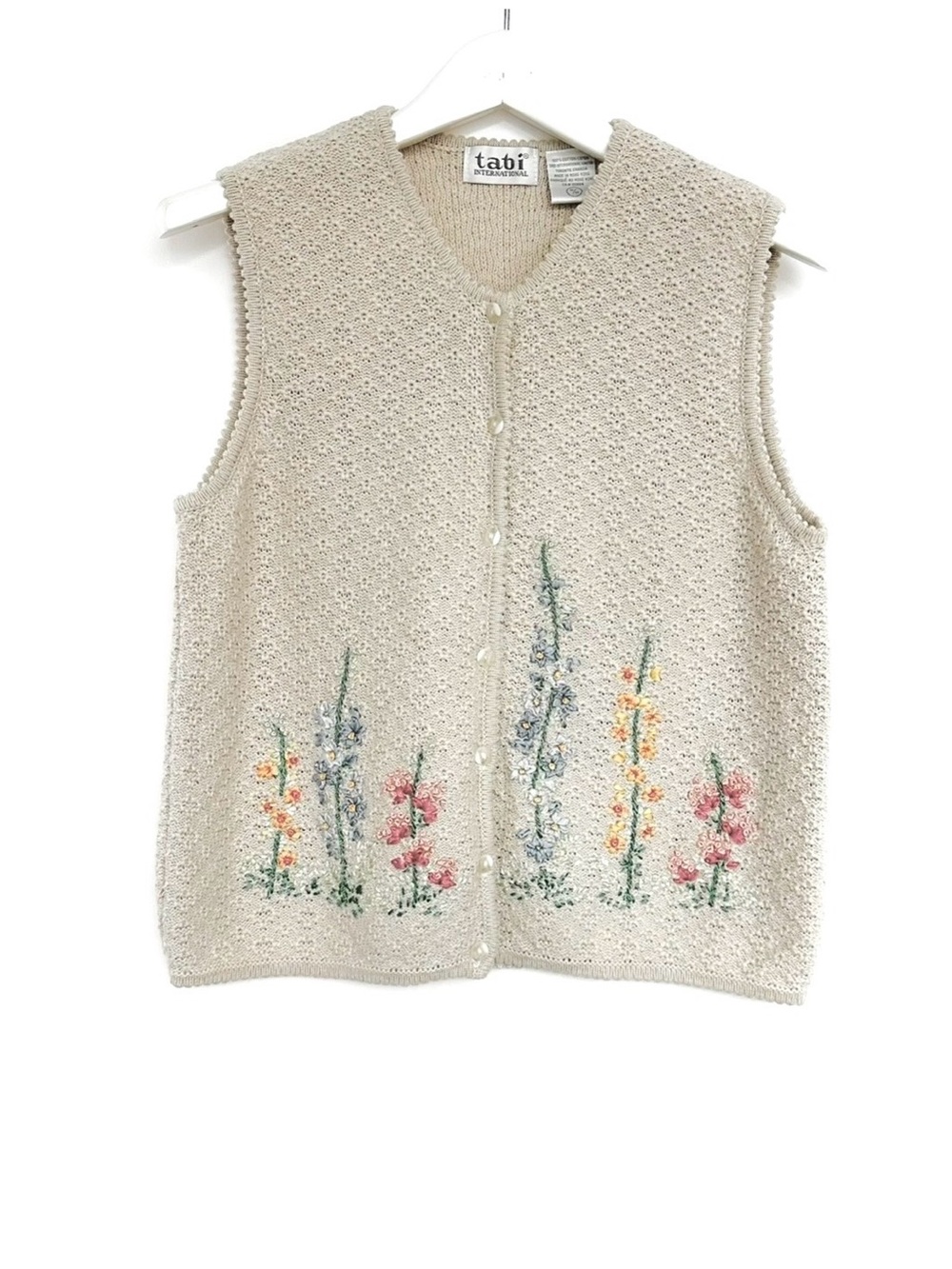 🔻💲 TABI VTG vest Cream Floral Embroidered Knit